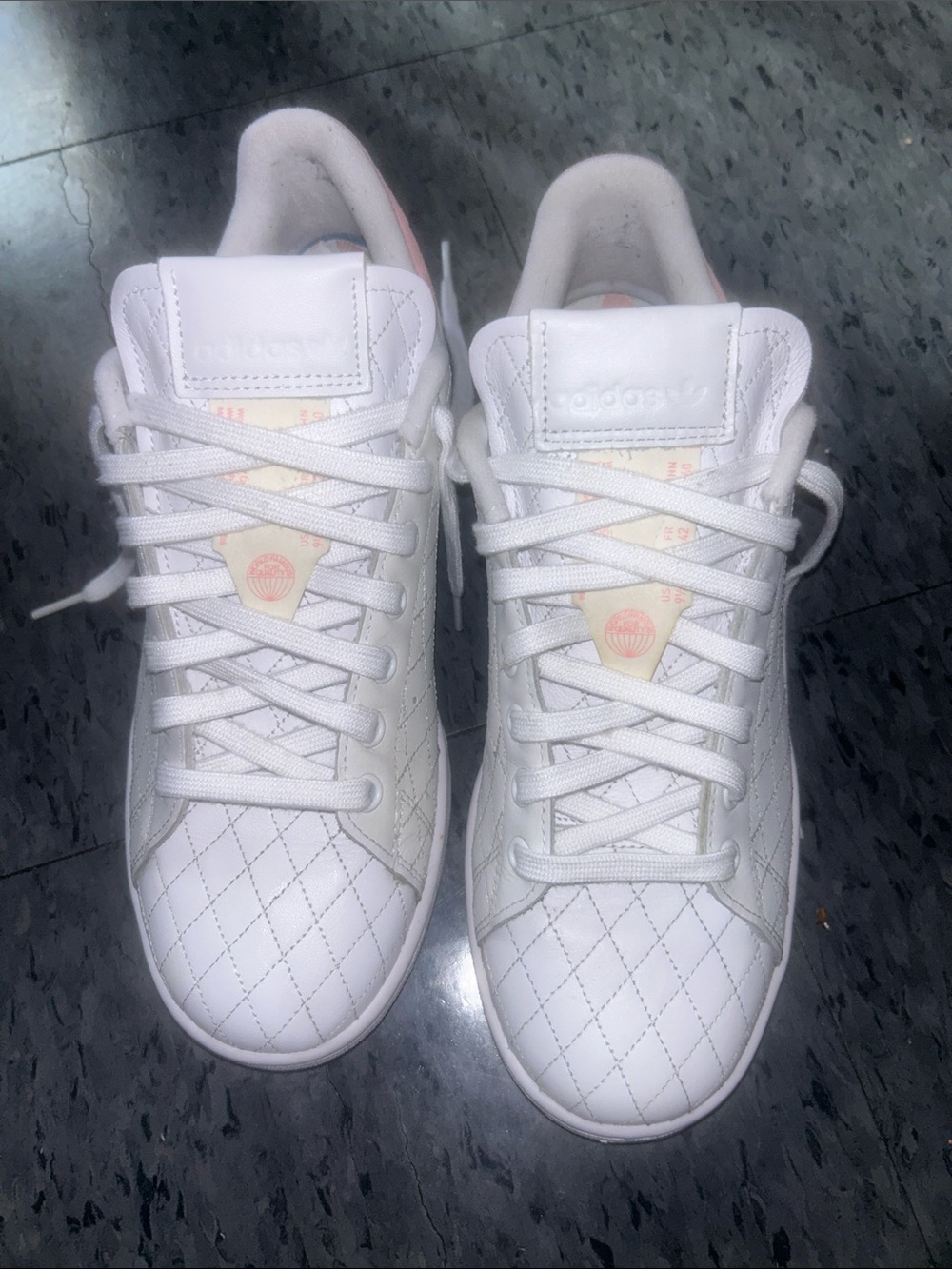 Adidas White Quilted Women’s Sneakers with Pink Accent - Picture 2 of 10